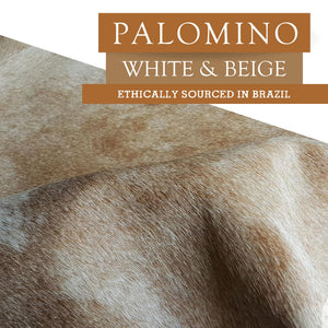 Genuine Cowhide Area Rug – Speckled Palomino, White & Beige