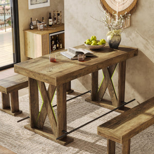 63-Inch Industrial Bar Table with Metal Footrest