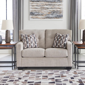 Contemporary Tufted Loveseat – Beige Polyester Upholstery