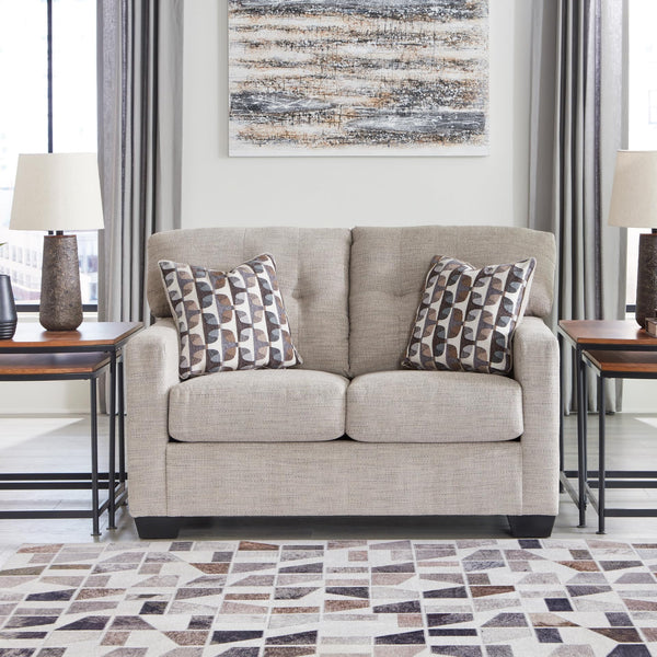 Contemporary Tufted Loveseat – Beige Polyester Upholstery