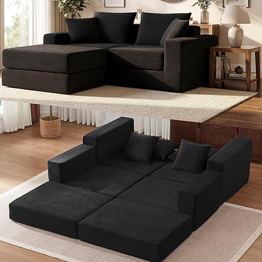 Modular Sectional Sofa with Ottoman – Convertible Cloud Couch