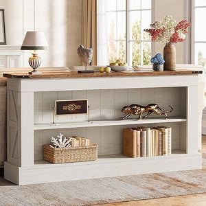 63-Inch Farmhouse Console Table with Shelves
