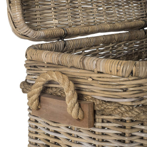 Grey Rattan Storage Hamper with Iron Frame