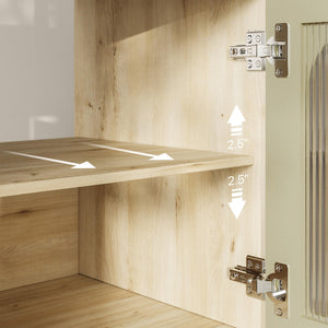 30 Inch Bathroom Vanity with Sink, Arched Glass Door & Ceramic Basin