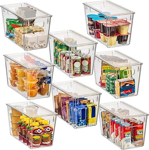 Clear Plastic Storage Bins with Lids – Kitchen, Pantry & Fridge Organizer