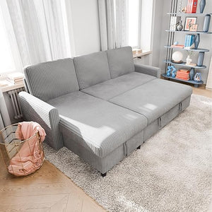 L-Shaped Convertible Sleeper Sofa with Storage