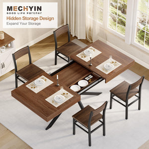 Extendable Dining Table with Hidden Leaf & Storage