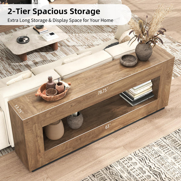 78-Inch Extra Long Console Table with Storage Shelf