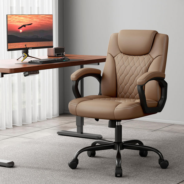 Executive PU Leather Office Chair with Adjustable Height & 360° Swivel