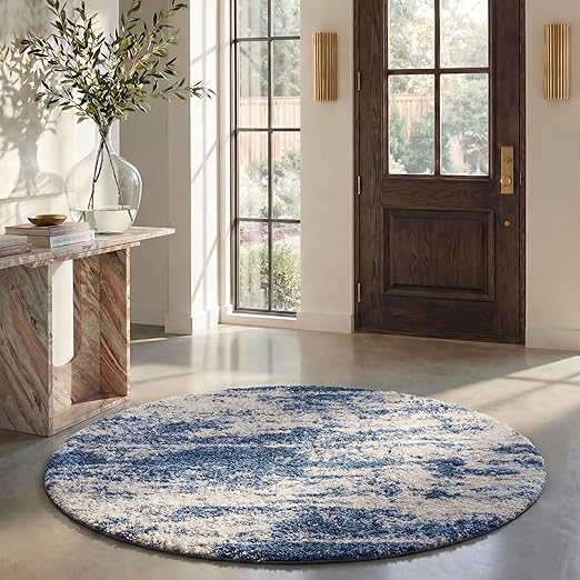 Berber Shag Area Rug 5x7 – Plush Polypropylene, Non-Shedding, Abstract Modern Design