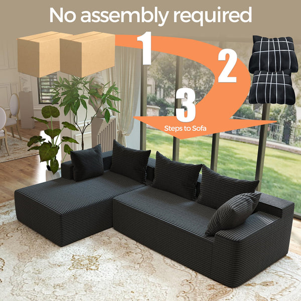 108" Modular Sectional Sofa L-Shape with Deep Seat