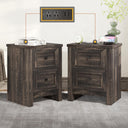 Nightstand Set of 2 with Charging Station & Drawers