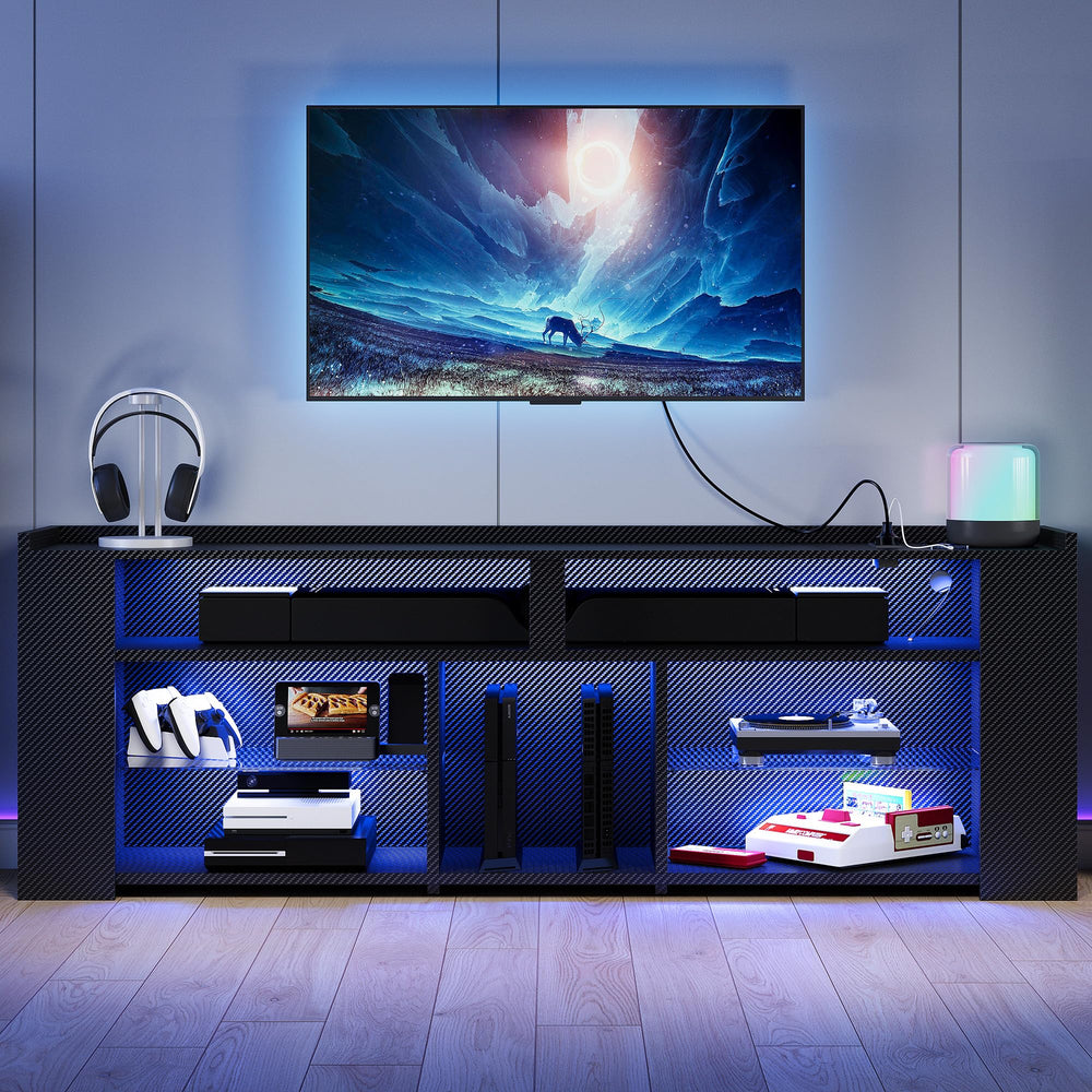 70.9" LED TV Stand with Power Outlet & Storage