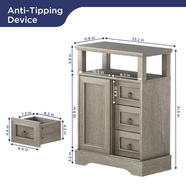 Farmhouse Storage Cabinet with Drawers and Sliding Barn Door