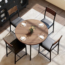 Round Dining Table Set for 4 with Upholstered Chairs – Walnut
