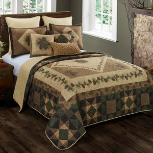 King Quilt Set – Antique Pine Lodge 4-Piece Bedding Set