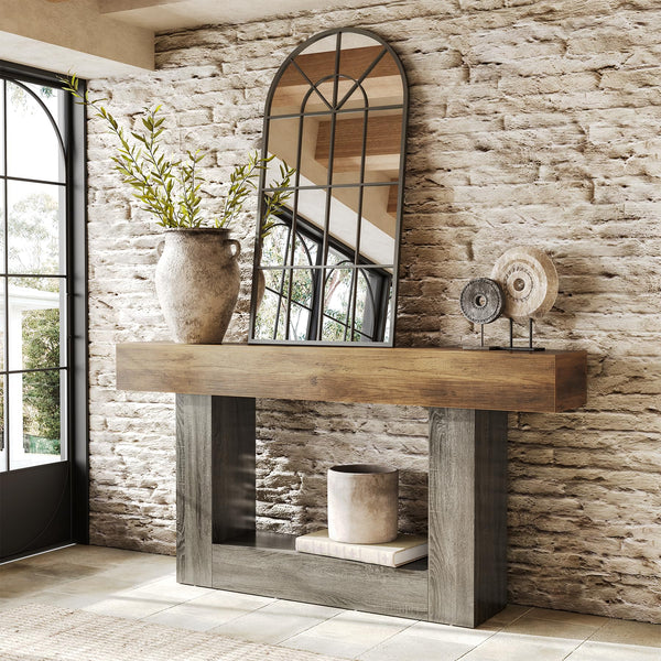 63-Inch 2-Tier Console Table | Farmhouse Sofa & Entryway Table