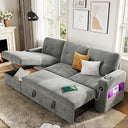 L-Shaped Sleeper Sofa with Storage & Charging Station