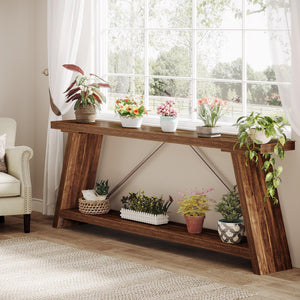 70.9" Industrial Console Sofa Table with 2-Tier Storage