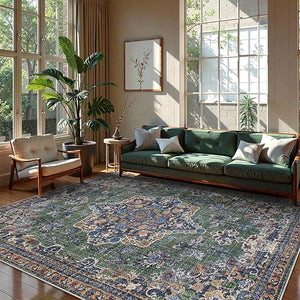 Purple Multi-Color Boho Area Rug – Ultra-Thin, Non-Slip, Machine Washable