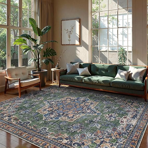 Purple Multi-Color Boho Area Rug – Ultra-Thin, Non-Slip, Machine Washable
