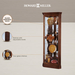 Corner Curio Cabinet with Glass Shelves & Lighting