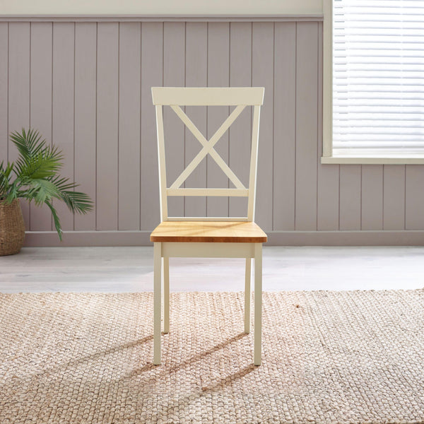 Round Wooden Dining Table Set with 4 Cross Back Chairs – Seats 4