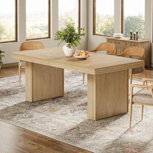 63-Inch Farmhouse Dining Table for 6 – Wood Grain Finish with Fluted Legs