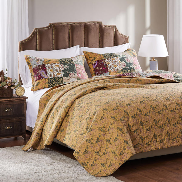 Cotton Patchwork Quilt Set – Floral & Paisley Bedding