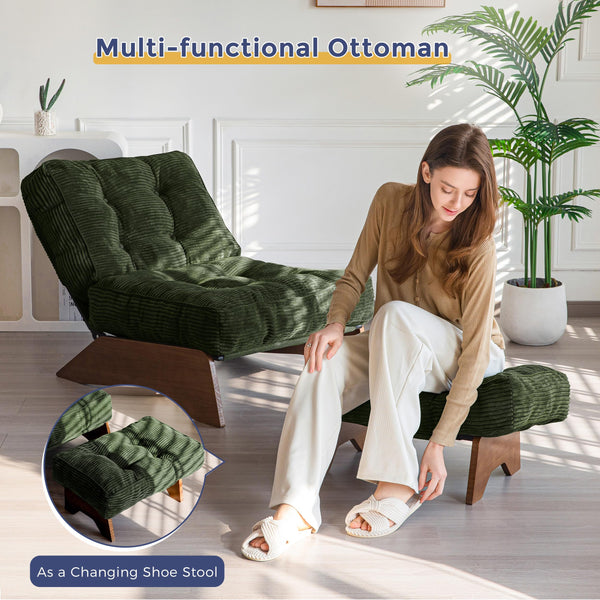 Accent Chair with Ottoman & Adjustable Backrest