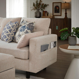 U-Shaped Sectional Sofa with Storage Ottoman