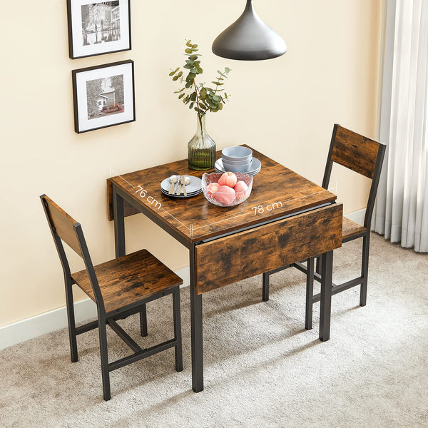 Extendable Dining Table Set with 2 Chairs