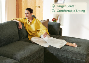 U-Shaped Modular Sectional Sofa with Storage Seats & Ottoman