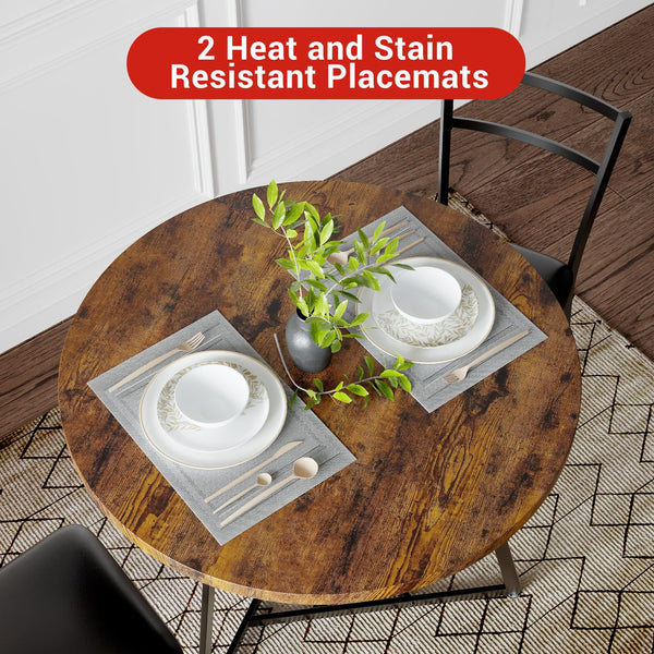 Round Dining Table Set for 2 with Upholstered Chairs
