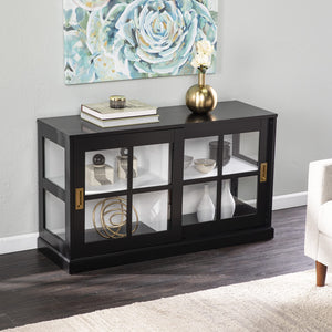 Black Curio Cabinet with Sliding Glass Doors
