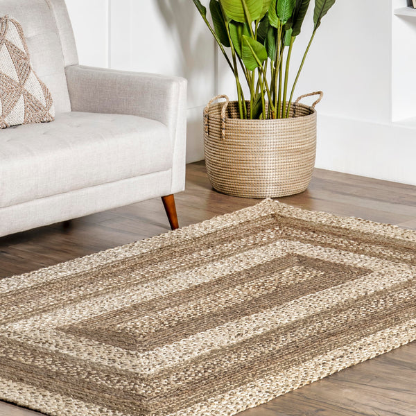 Oval Jute Area Rug – Natural Ivory, 5' x 8'