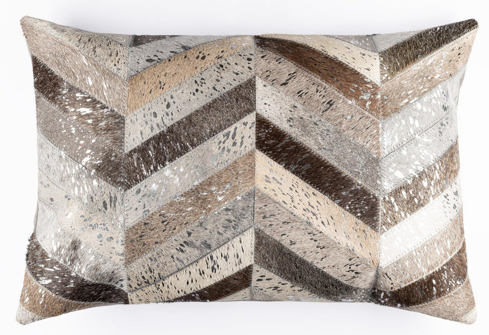 Cowhide Leather Patchwork Throw Pillow