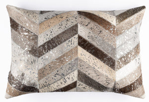 Cowhide Leather Patchwork Throw Pillow