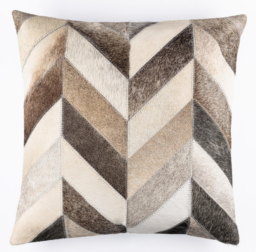 Genuine Cowhide Leather Patchwork Throw Pillow
