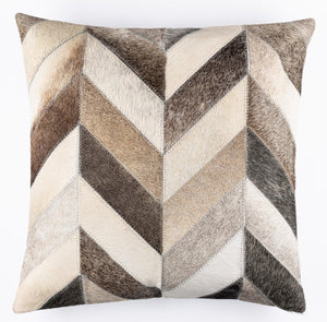 Genuine Cowhide Leather Patchwork Throw Pillow