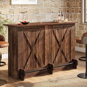 63-Inch 2-Tier Bar Table with Footrest