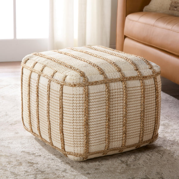 Cotton Jute Cylinder Pouf Ottoman