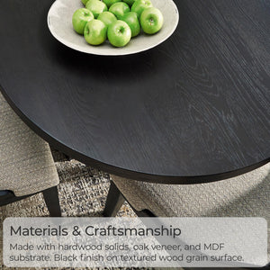 Oval Black Dining Table – Art Deco Pedestal, Seats 8