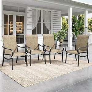 Outdoor Patio Dining Chairs with High Back Textilene