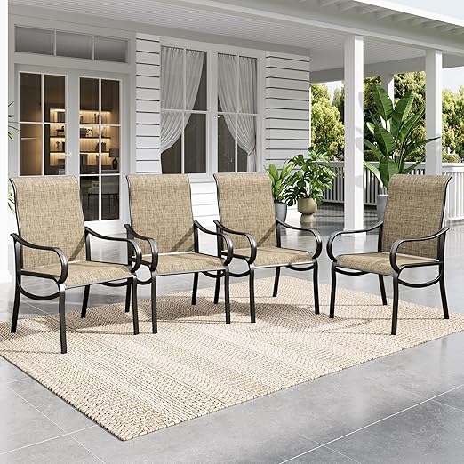 Outdoor Patio Dining Chairs with High Back Textilene