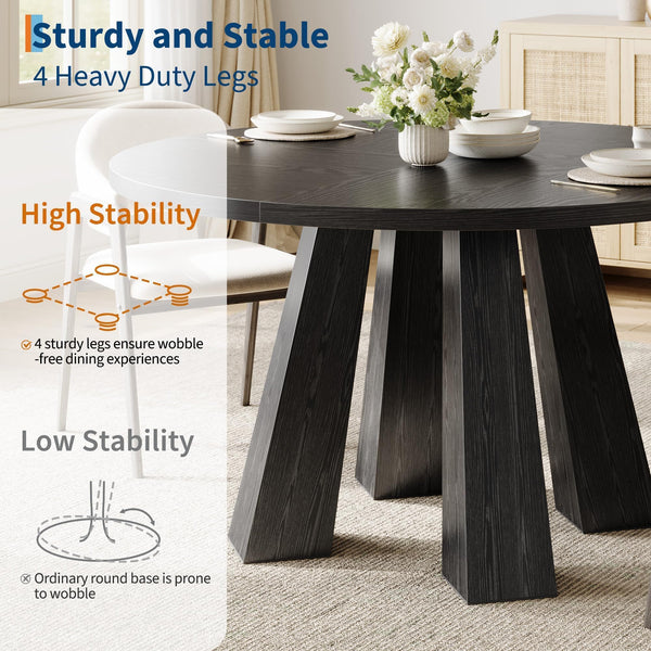 47" Round Dining Table for 4-6