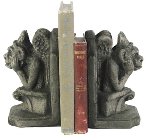 Concrete Gargoyle Bookends – Gothic Decorative Book Holders