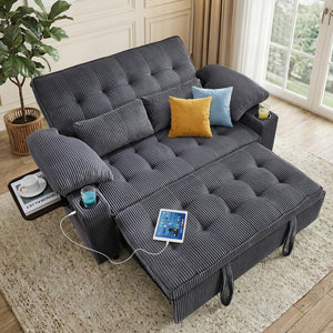 58" Convertible Sleeper Sofa Bed – Pull-Out Loveseat with Adjustable Backrest