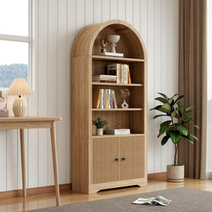 6-Tier Arched Bookcase with Storage Cabinet