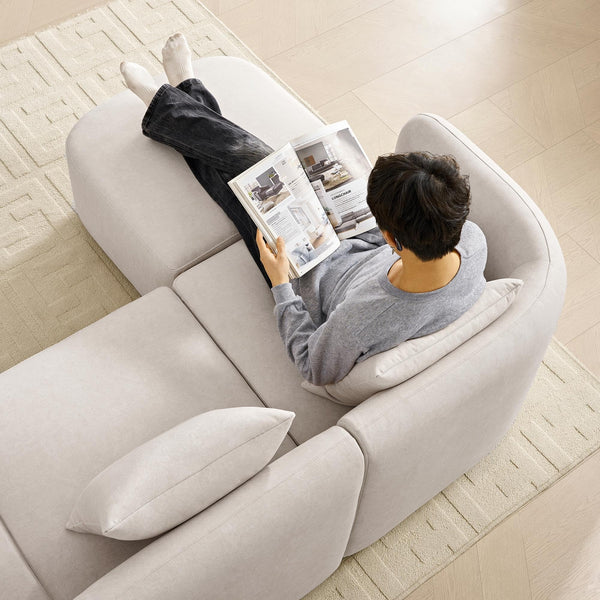 118" L-Shaped Modular Sectional Sofa with Ottoman